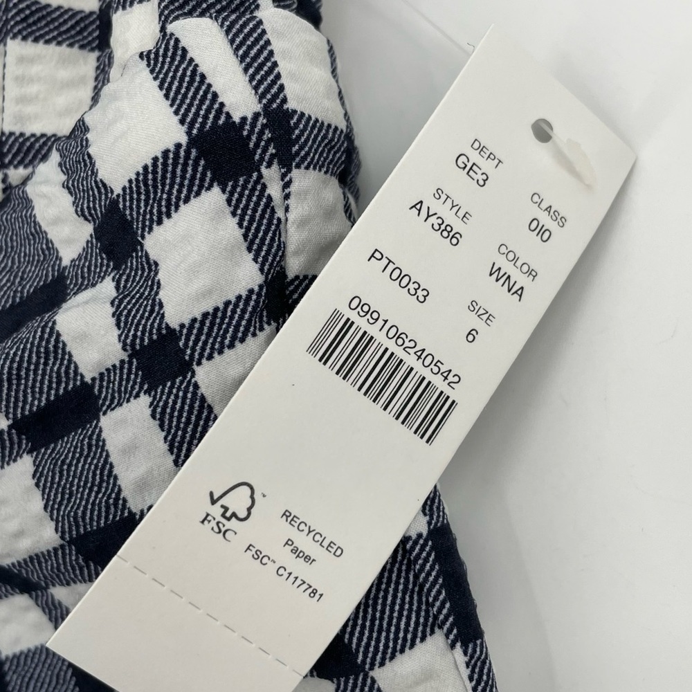 NEW J. Crew Tie-shoulder One-piece Swimsuit Navy White Marine Plaid Seersucker 6 - Picture 10 of 14